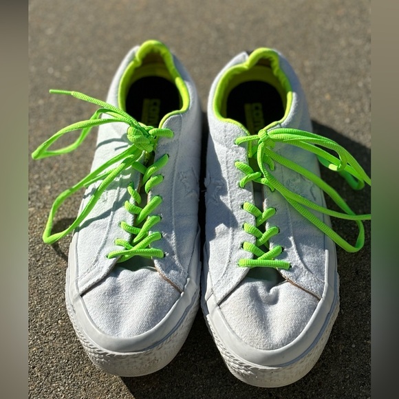 Converse One Star Shield Canvas Ox White/White/Volt US size Women 11.5 / men 10 - Picture 13 of 13
